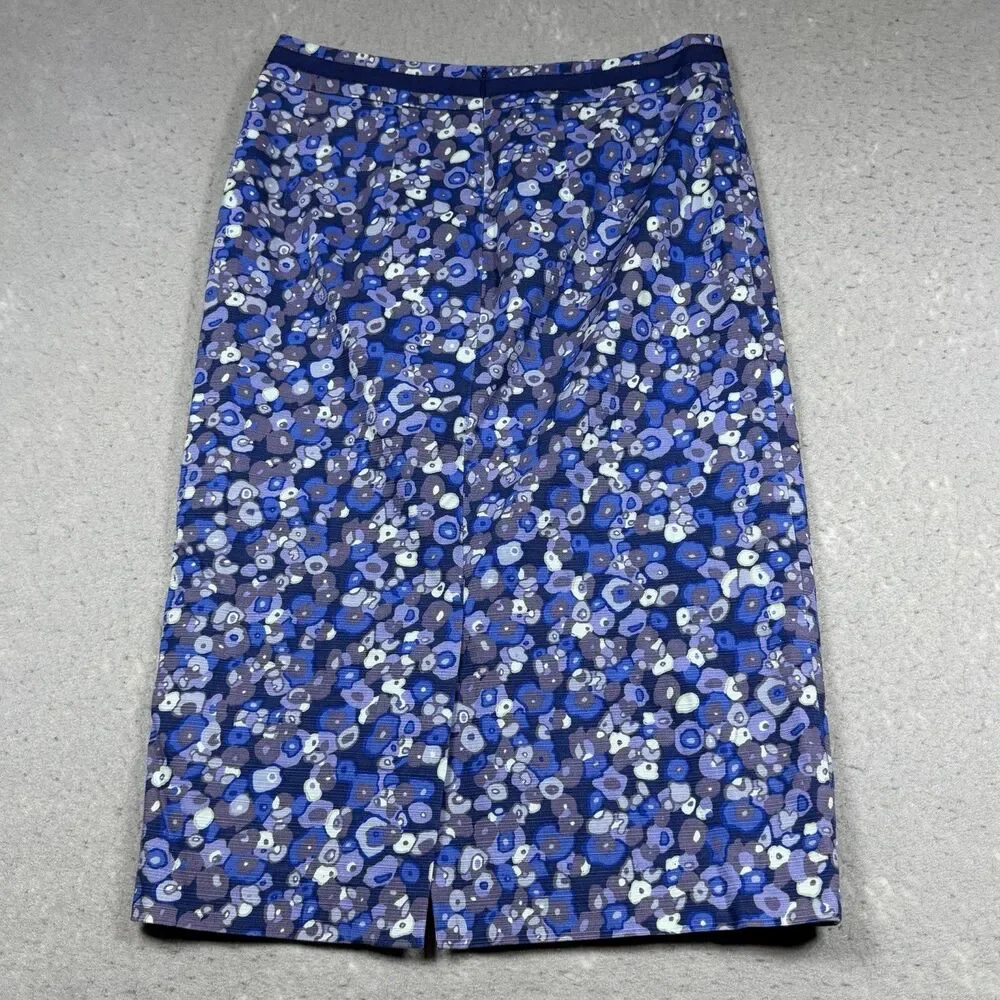 Boden Floral Pencil Skirt Women’s 6L Blue White Floral Cotton Blend Knee Length